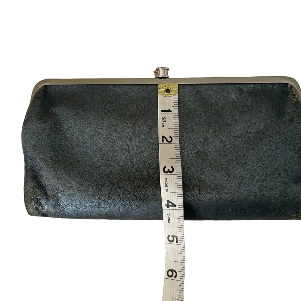 HOBO Grey Blue Leather Wallet Clutch.